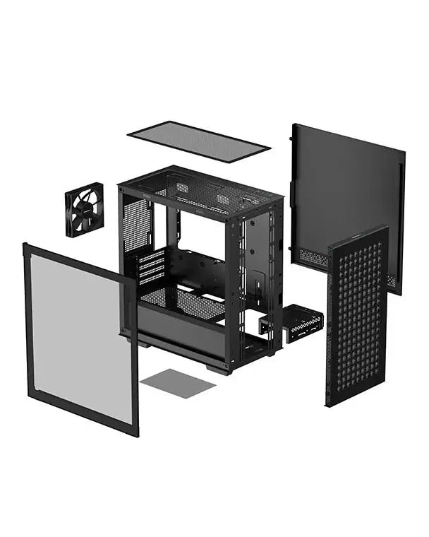 Deepcool CH370 Minimalistic M-ATX Tempered Glass Side Panel Mini-Tower Cabinet - Black - Image 5