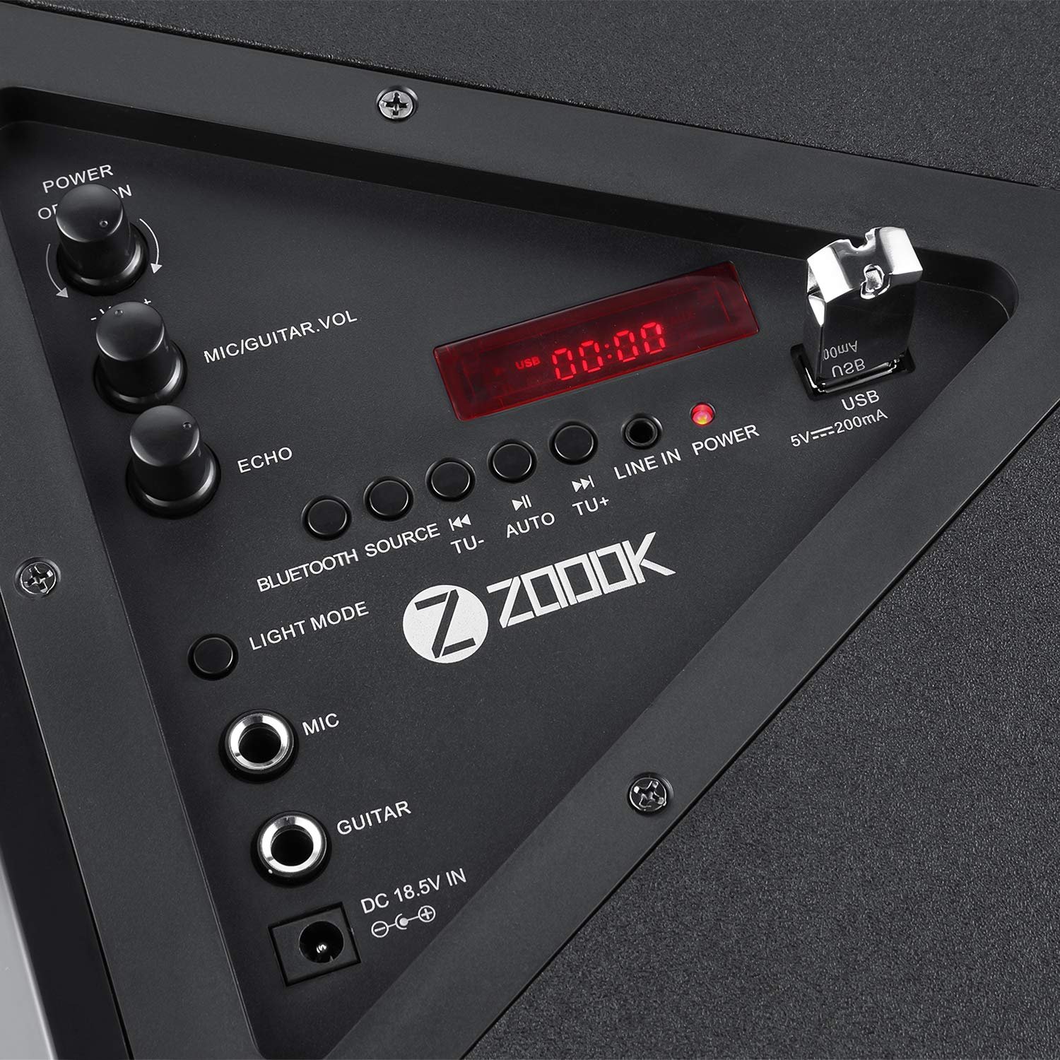 Zoook Party Rocker 100 Watts Bluetooth Party Speaker with Professional Class D Amplifier- 1 Wired & 1 Wireless Mic (Black) - Image 10