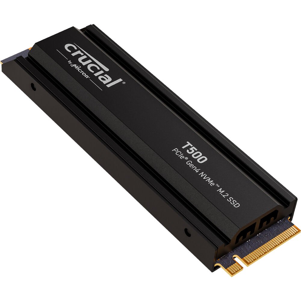 Crucial T500 4TB PCIe Gen4 NVMe M.2 Internal Gaming SSD with Heatsink - Black