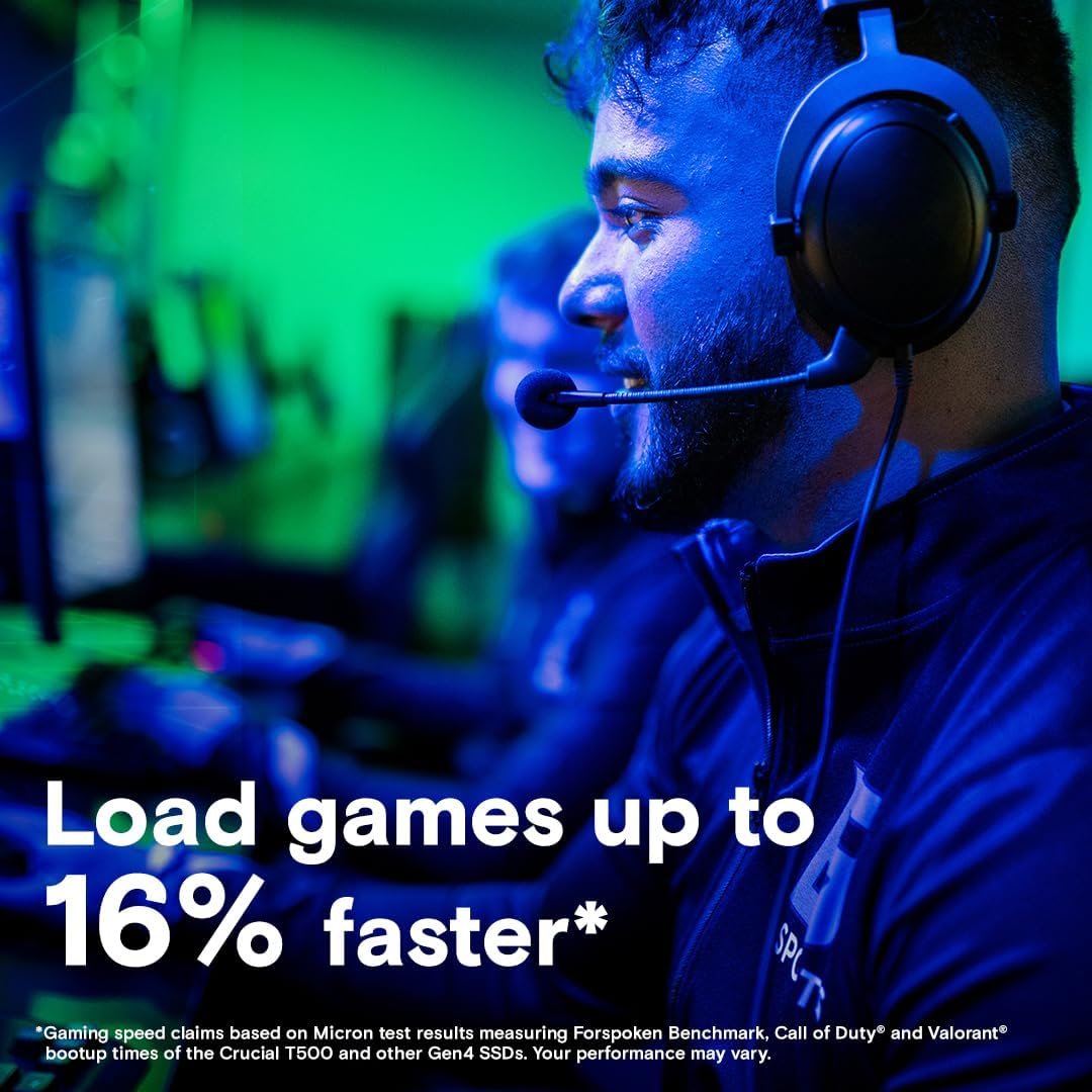 Crucial T500 2TB PCIe Gen4 NVMe M.2 Internal Gaming SSD with Heatsink - Black - Image 4