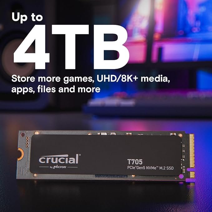 Crucial T705 1TB PCIe Gen5 NVMe M.2 2280 Internal Solid State Drive - Image 6