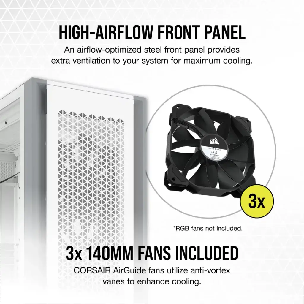 CORSAIR 7000D AIRFLOW Full-Tower ATX PC Case-White - Image 4