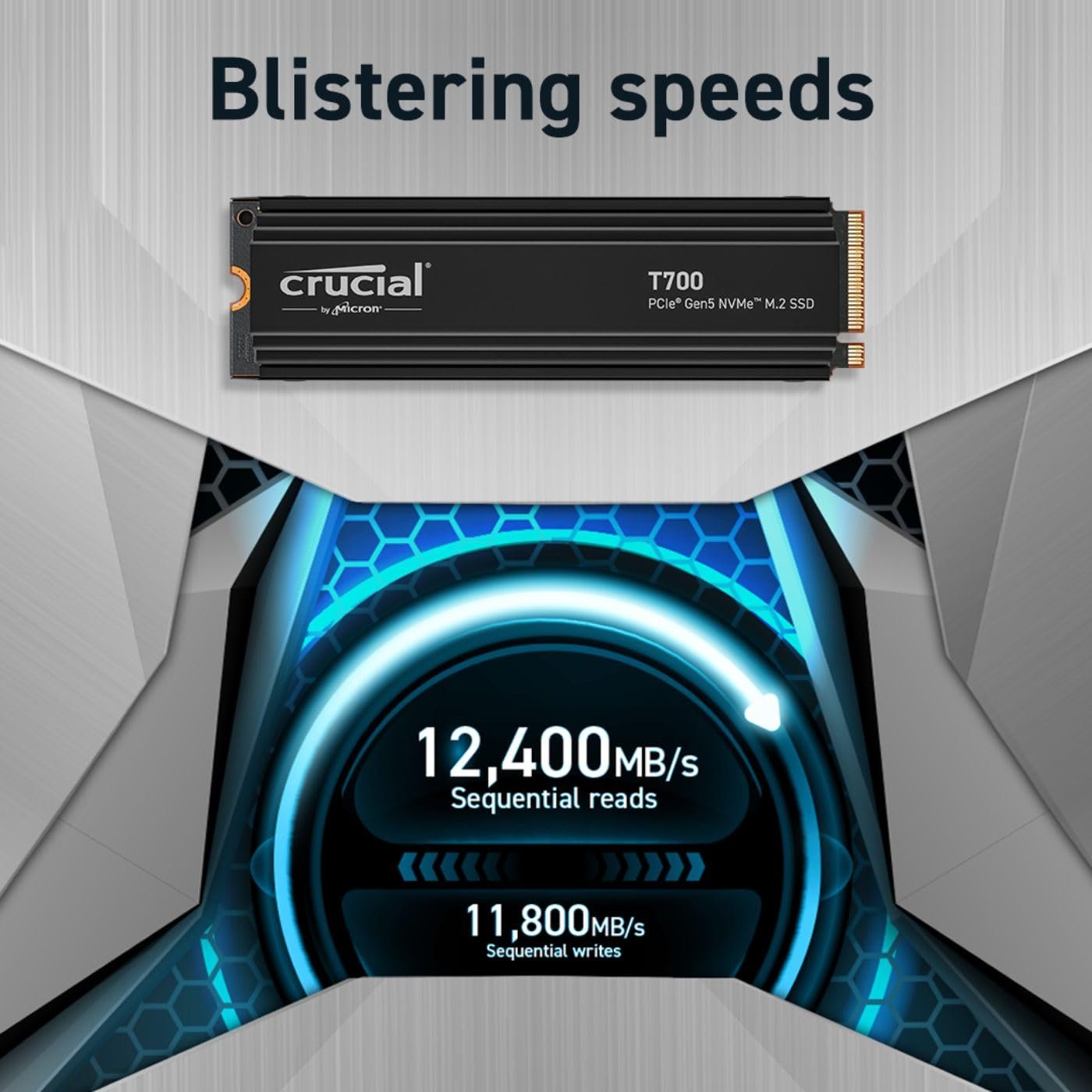 Crucial T700 1TB M.2 NVMe Gen5 Internal SSD With Heatsink - Image 2