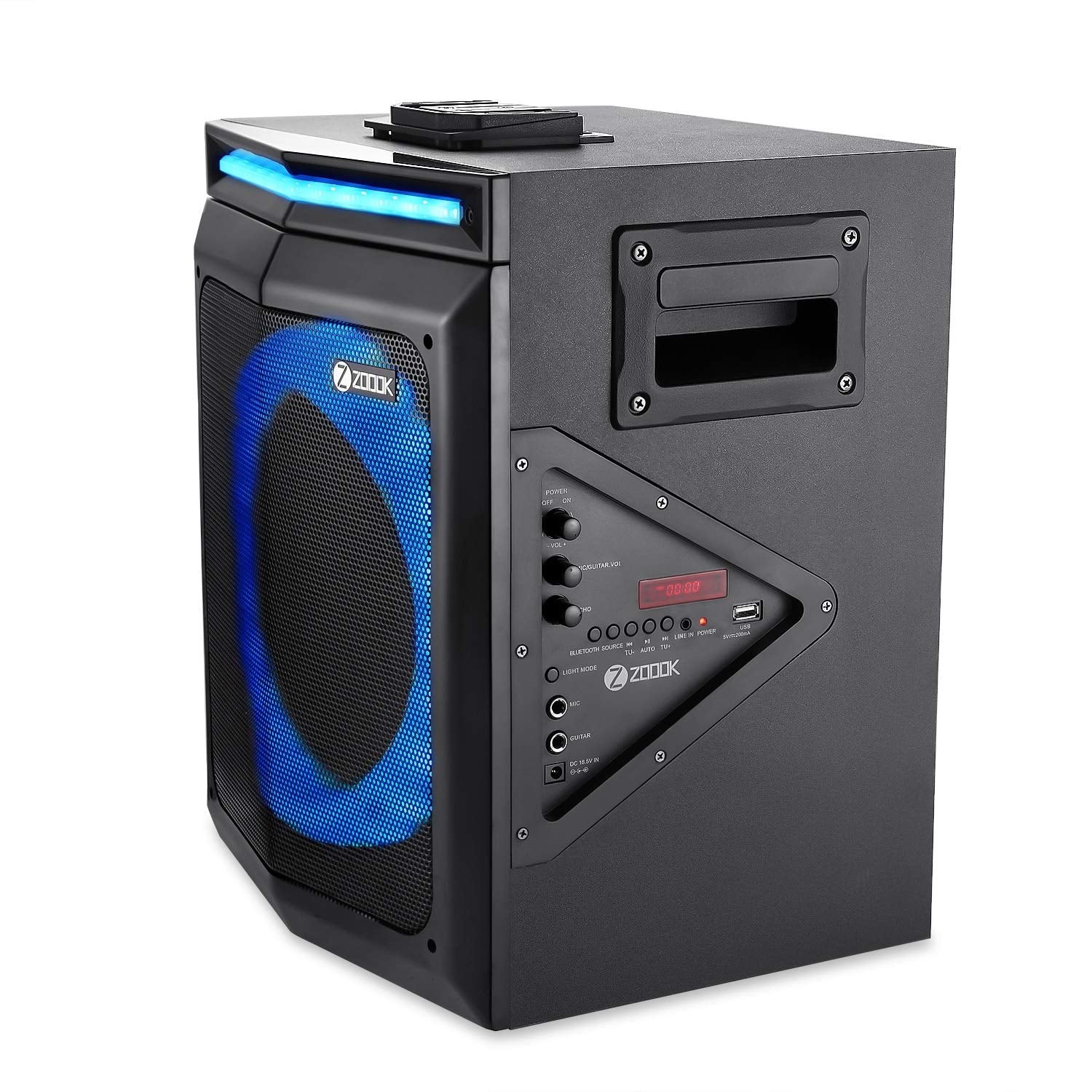 Zoook Party Rocker 100 Watts Bluetooth Party Speaker with Professional Class D Amplifier- 1 Wired & 1 Wireless Mic (Black) - Image 8
