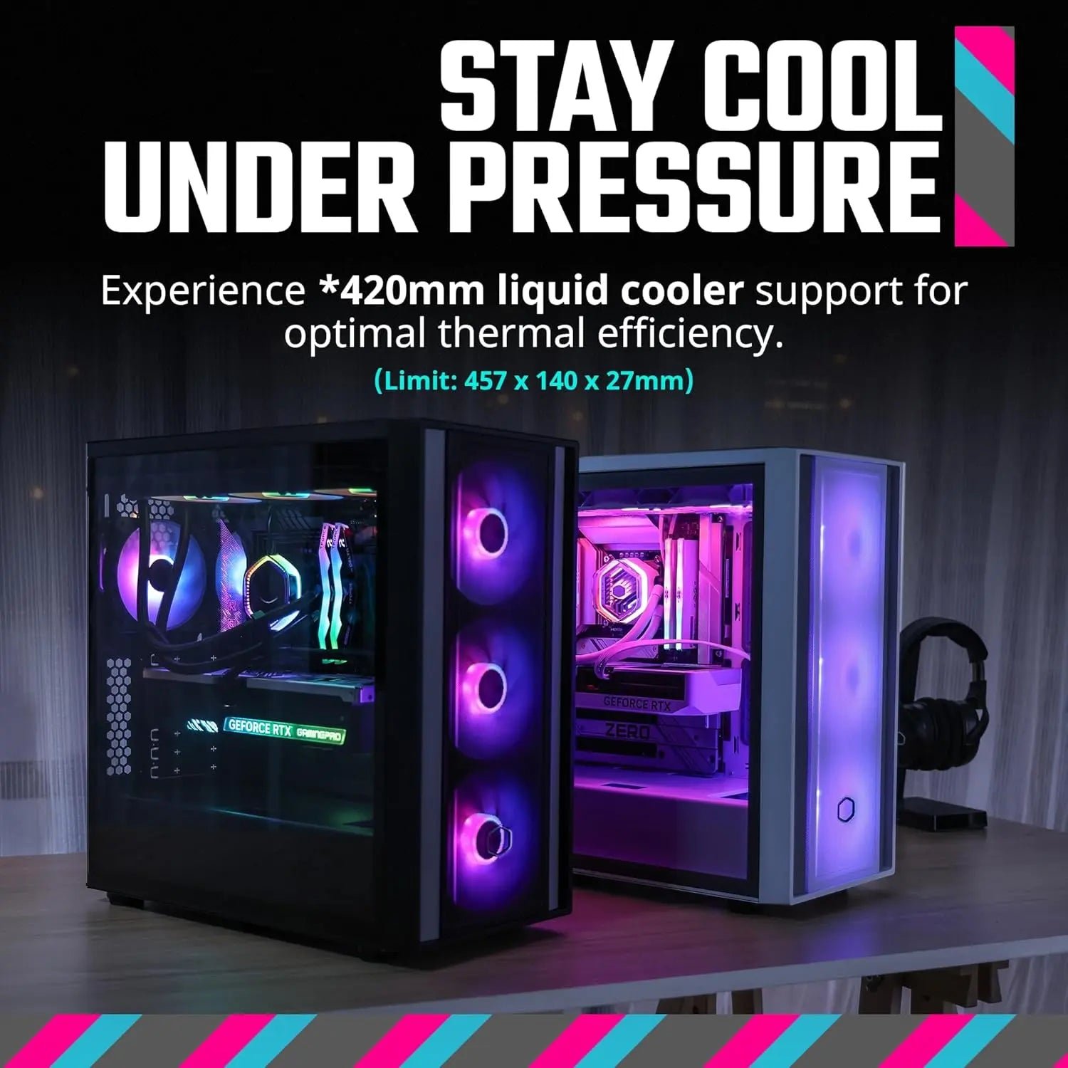 Cooler Master MasterBox 600 ARGB E-ATX Tempered Glass Side Panel Mid Tower Gaming Cabinet - Black - Image 11