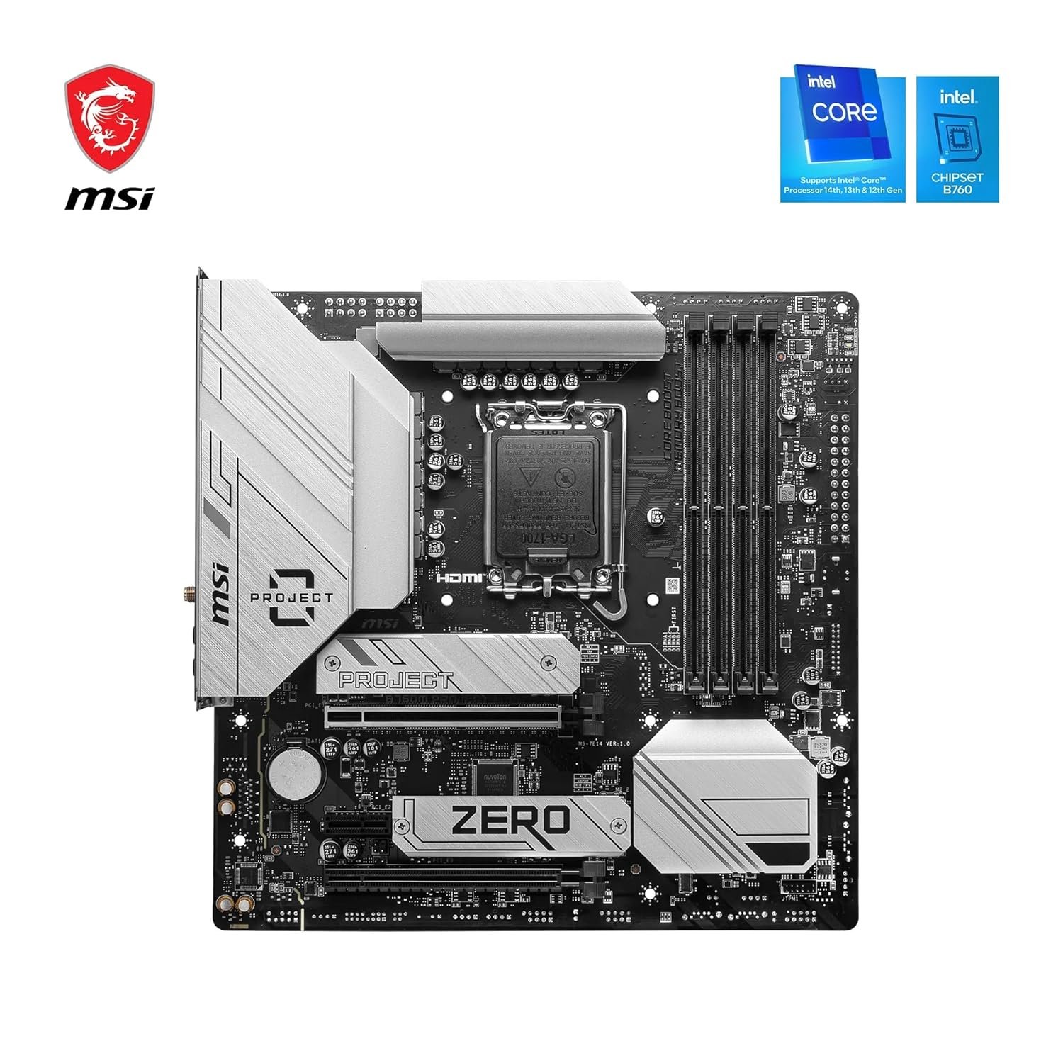 MSI B760M PROJECT ZERO Back-Connect LGA 1700 Wi-Fi DDR5 Micro-ATX Motherboard - Image 2