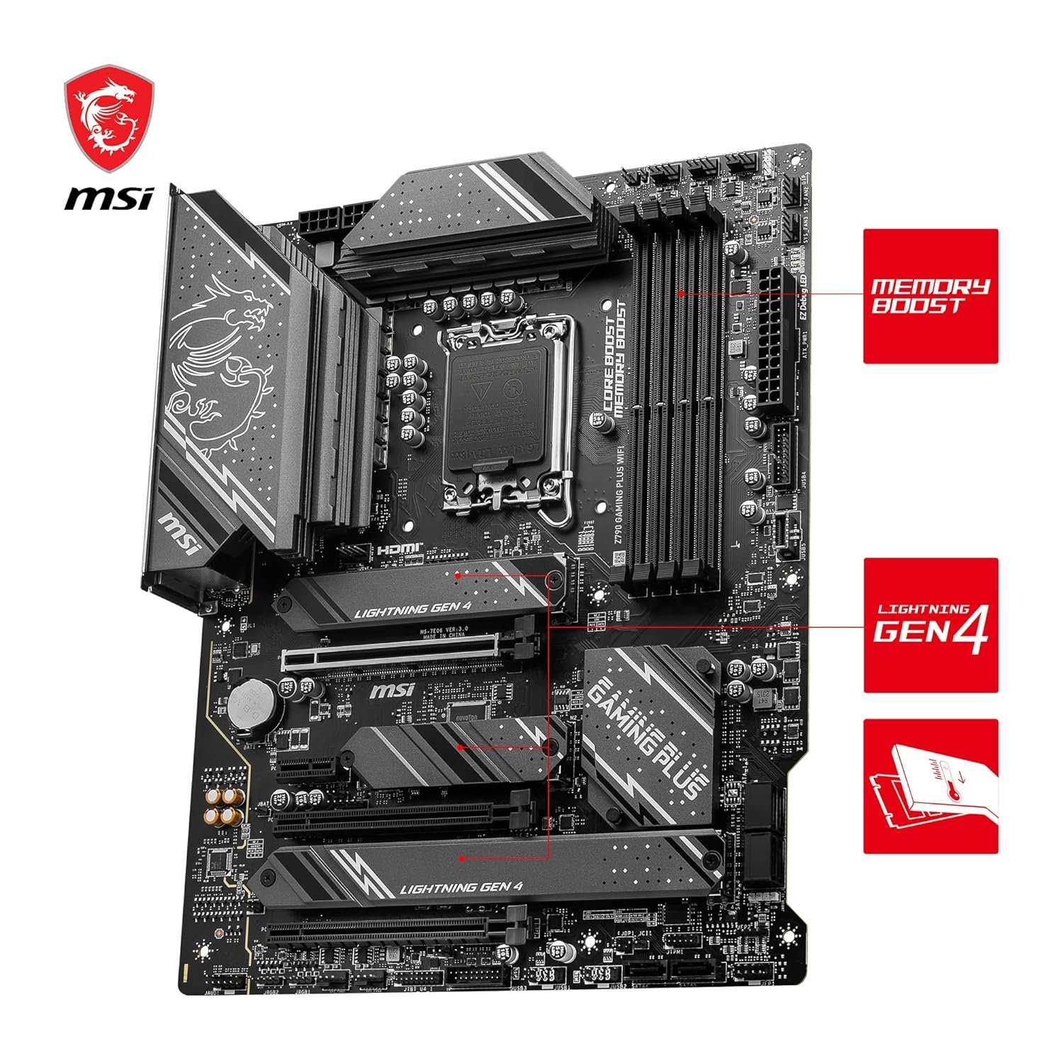 MSI Z790 Gaming Plus Wi-Fi LGA 1700 DDR5 PCIe 5.0 ATX Motherboard - Image 3
