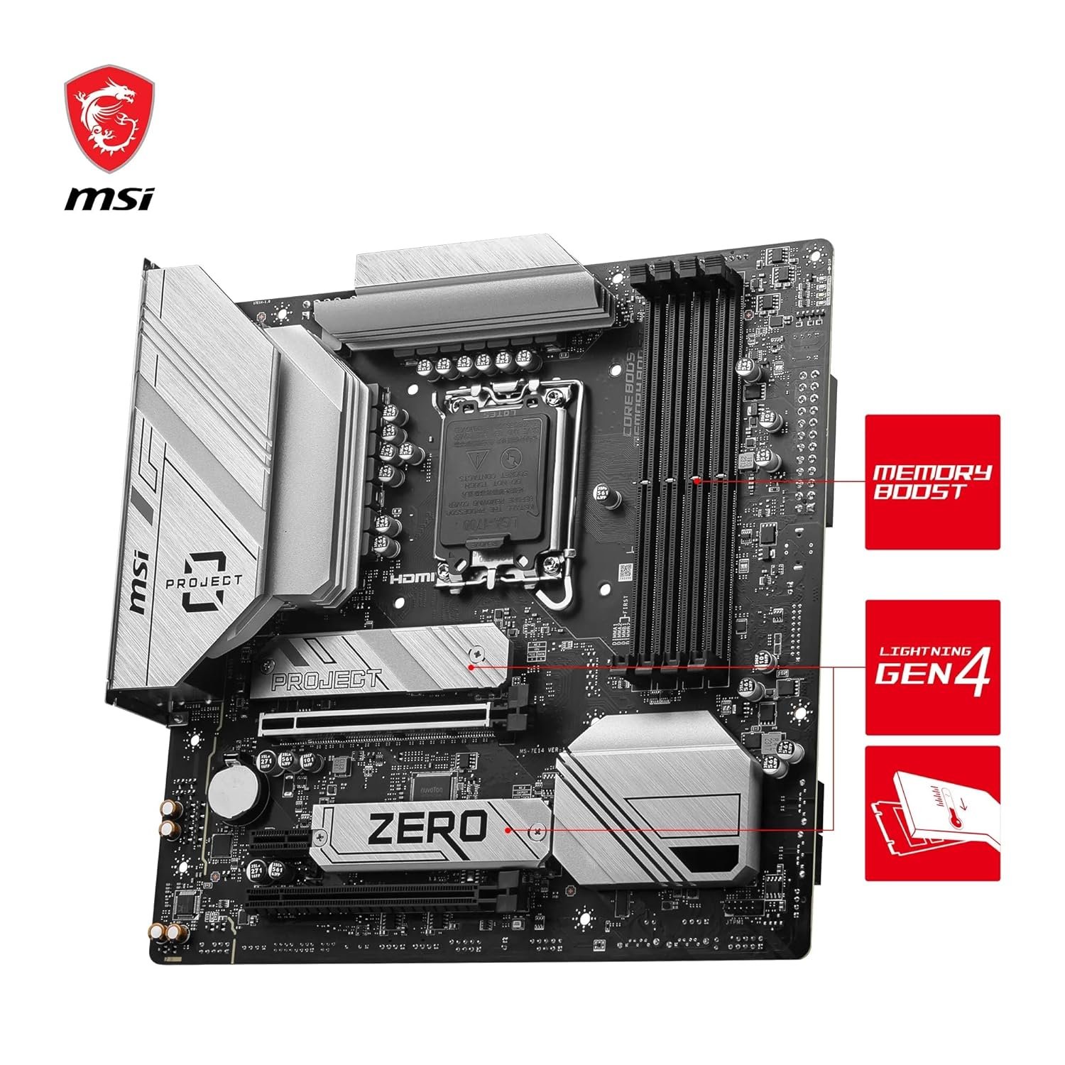 MSI B760M PROJECT ZERO Back-Connect LGA 1700 Wi-Fi DDR5 Micro-ATX Motherboard - Image 4