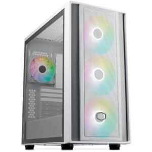Cooler Master MasterBox 600 ARGB E-ATX Tempered Glass Side Panel Mid Tower Gaming Cabinet - White