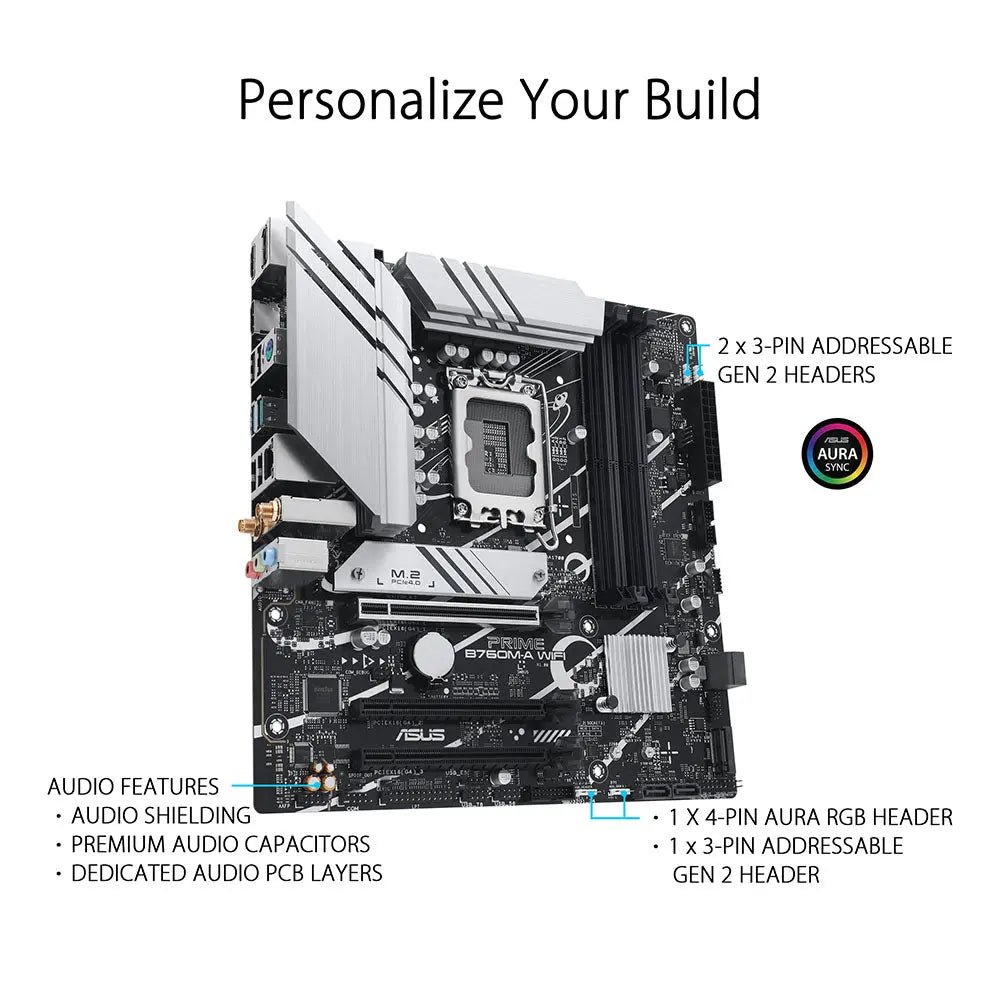 ASUS PRIME B760M-A WIFI CSM Intel LGA 1700 Micro-ATX DDR5 Motherboard - Image 4