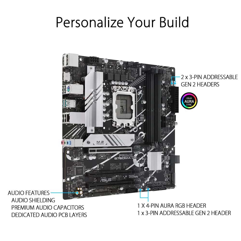 ASUS PRIME B760M-A Intel B760 LGA 1700 Micro-ATX DDR5 Motherboard - Image 4
