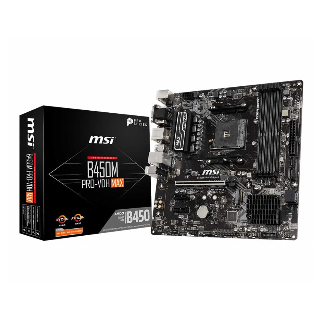 MSI B450M PRO-VDH MAX AM4 Socket Dual Channel DDR4 Micro-ATX Gaming Motherboard