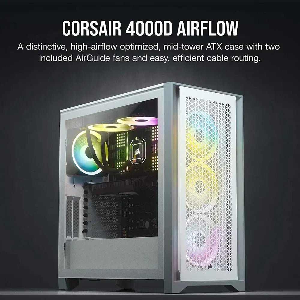 CORSAIR 4000D AIRFLOW White ATX Mid-Tower Cabinet with two 120mm AirGuide fans - Image 2