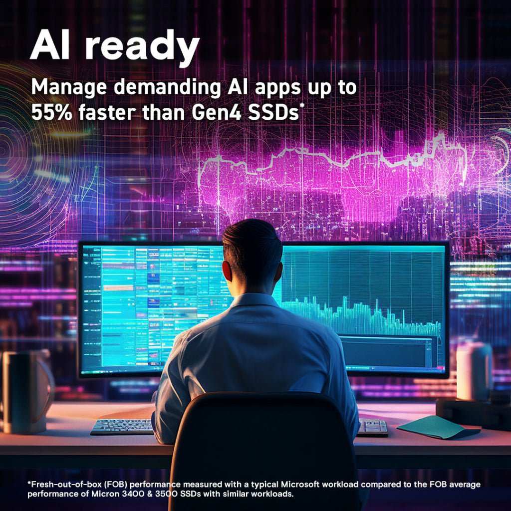 Crucial T705 1TB PCIe Gen5 NVMe M.2 2280 Internal Solid State Drive - Image 2
